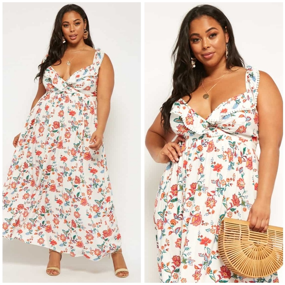 Forever 21 White Floral Maxi Dress